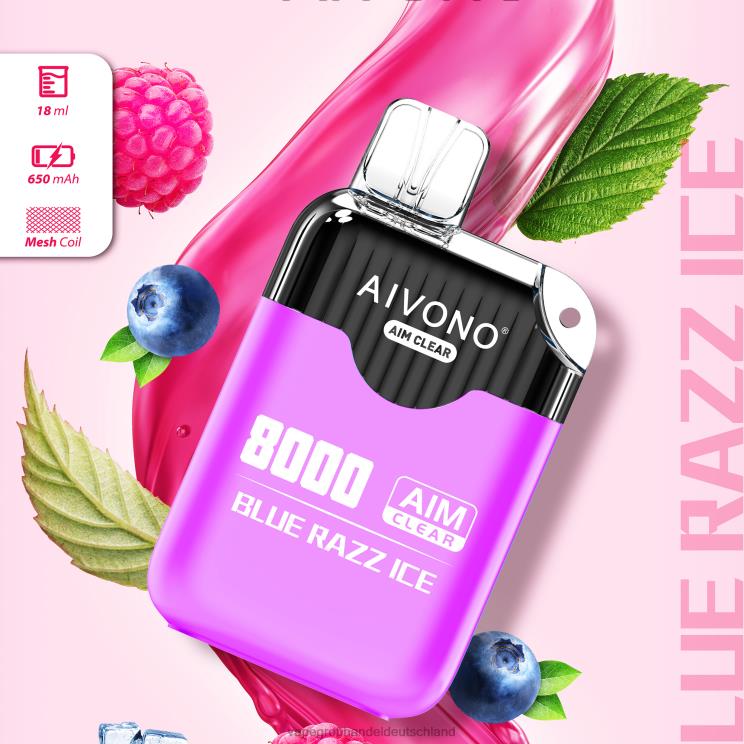 Vape Großhandel 12020 - Aivono AIM CLEAR 8000 blaues Razz-Eis 4X2N8202