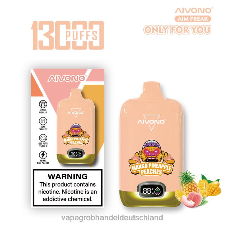 Elektronische Zigarette Wholesale - Aivono AIM FREAK 13000 Mango-Ananas-Pfirsiche 4X2N8250