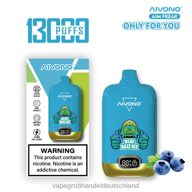 Vape Großhandel 12024 - Aivono AIM FREAK 13000 blaues Razz-Eis 4X2N8242