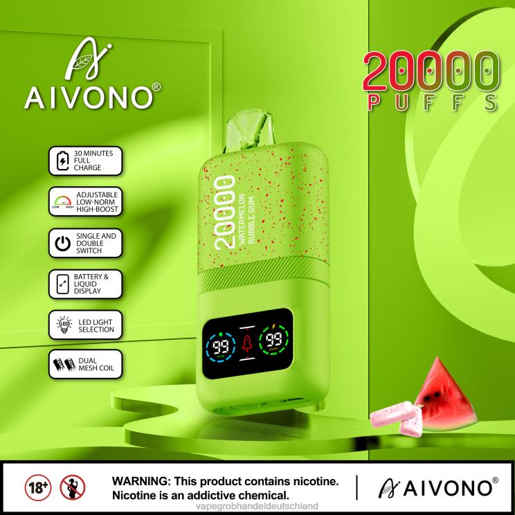 Vape Großhandel 12008 - Aivono AIM magic 20000 Wassermelonen-Kaugummi 4X2N882