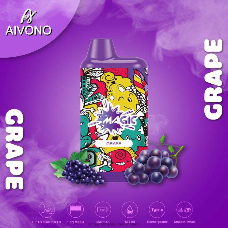 Vape Großhandel 12009 - Aivono AIM MAGIC 5800 Mundbox-Zigarette Traube 4X2N892