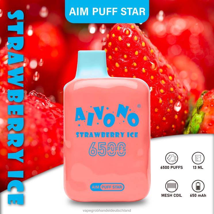 Tornado Vape Großhandel Deutschland - Aivono AIM PUFF STAR 6500 Erdbeereis 4X2N8288