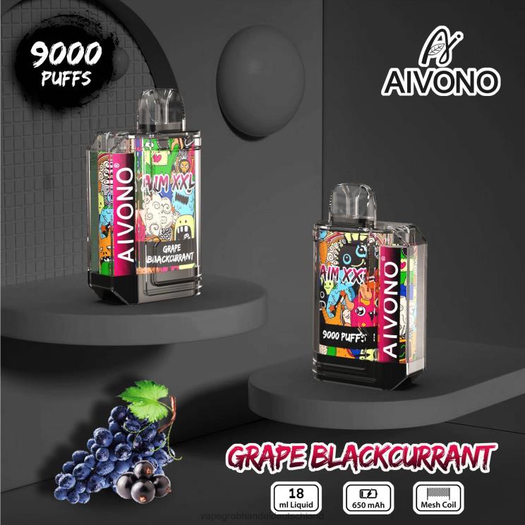 Vape Großhandel Frankfurt - Aivono AIM XXL 9000 Mundaufkleber transparent Traube schwarze Johannisbeere 4X2N856