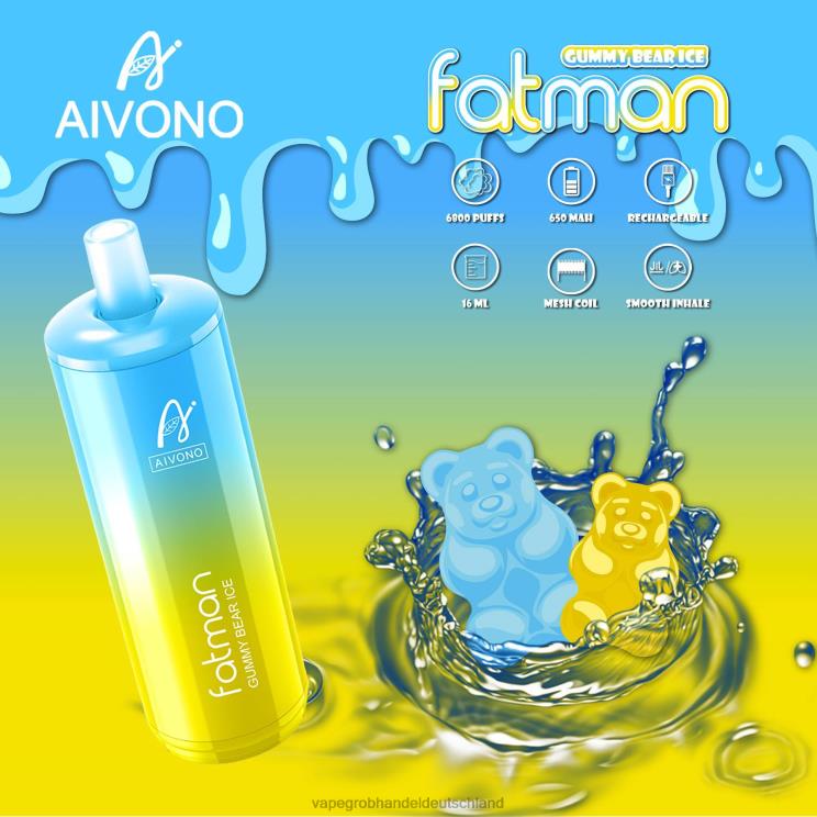 Vape Großhandel 12003 - Aivono FATMAN 6800 Gummibärchen-Eis 4X2N832