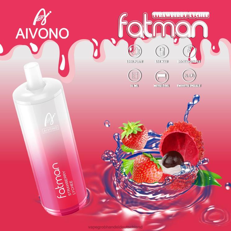 Vape Großhandel Tornado - Aivono FATMAN 6800 Erdbeer-Litschi 4X2N823