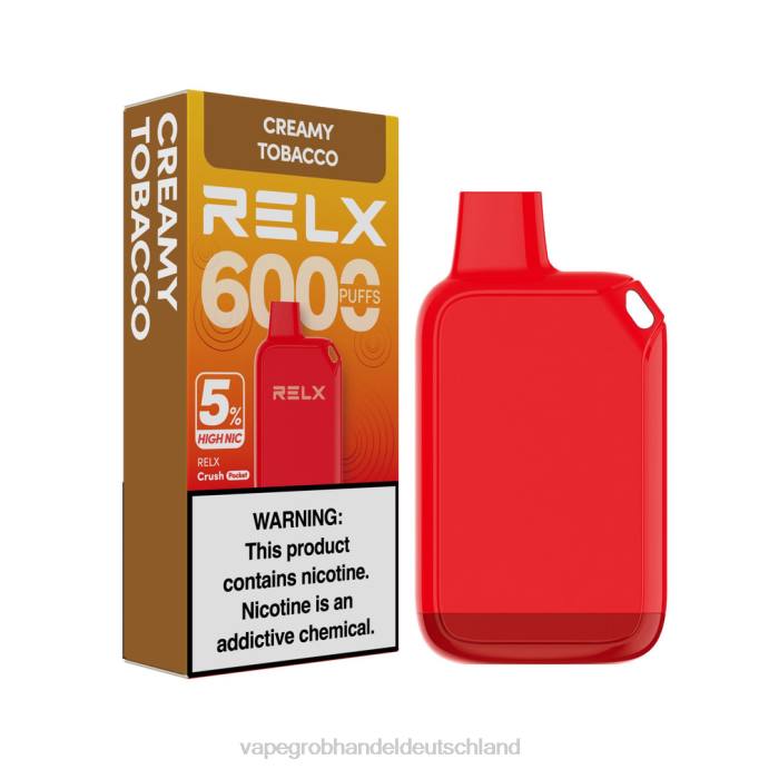 RELX Crush Pocket 6000 5 % hohe Nic cremiger Tabak 8FHT28 Tornado Vape Großhandel Deutschland