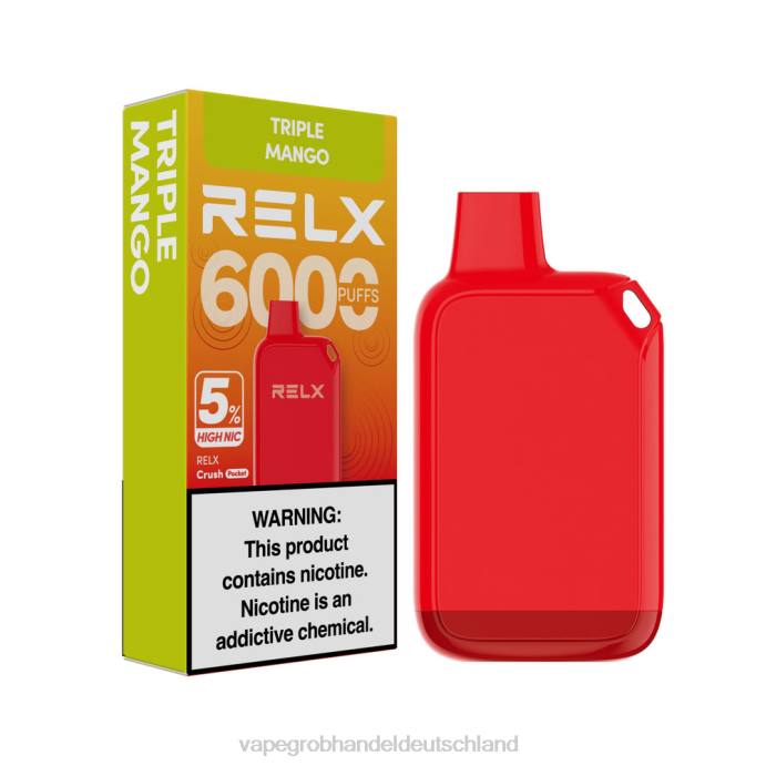RELX Crush Pocket 6000 5 % hohe Nic dreifache Mango 8FHT26 Vape Großhandel Frankfurt
