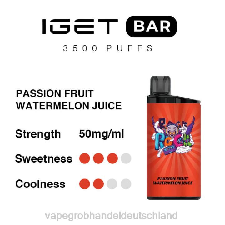 vape großhandel randm | LLL297 Passionsfrucht-Wassermelonensaft IGET BAR 3500 5 % Nikotin