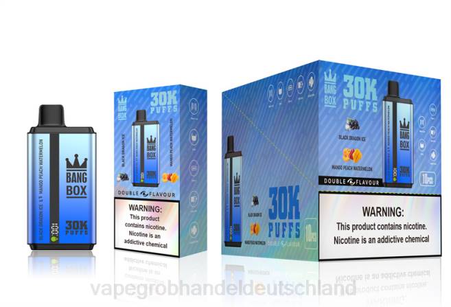 Bang Box 30.000 Züge, zwei Geschmacksrichtungen Black Dragon Ice und Mango-Pfirsich-Wassermelone - Ηλεκτρονικο Τσιγαρο Στυλο PXXP71
