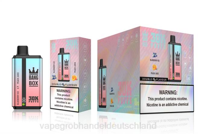 Bang Box 30.000 Züge, zwei Geschmacksrichtungen Blaubeereis und Pfirsichsaft - Ηλεκτρονικο Τσιγαρο Τιμεσ PXXP63