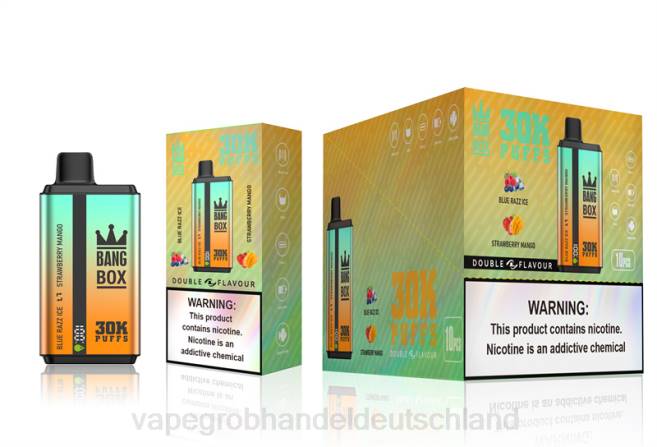 Bang Box 30.000 Züge, zwei Geschmacksrichtungen Blue Razz Ice und Erdbeermango - Ηλεκτρονικο Τσιγαρο Τιμεσ PXXP73