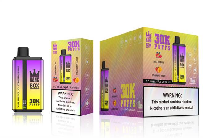 Bang Box 30.000 Züge, zwei Geschmacksrichtungen Drei-Beeren-Eis und Erdbeer-Mango - Vape Ελλαδα PXXP67