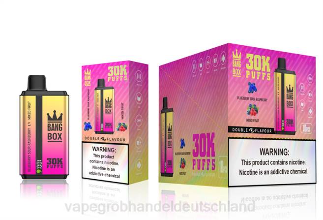 Bang Box 30.000 Züge, zwei Geschmacksrichtungen Heidelbeere, saure Himbeere und gemischte Früchte - Ηλεκτρονικό Τσιγάρο Σκρουτζ PXXP66