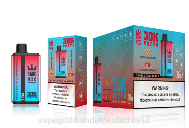 Bang Box 30.000 Züge, zwei Geschmacksrichtungen Wassermelonen-Kaugummi und Erdbeer-Wassermelone - Vape Wholesale Greece PXXP68