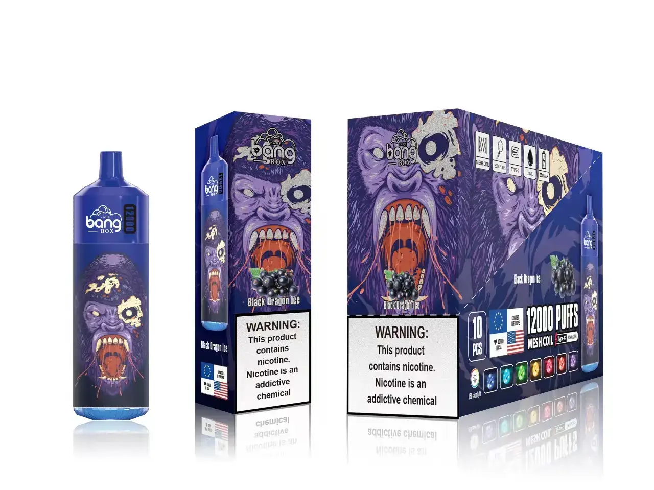 vape großhandel tornado | LLL2123 schwarzes Dracheneis Bang Box 12000 Züge