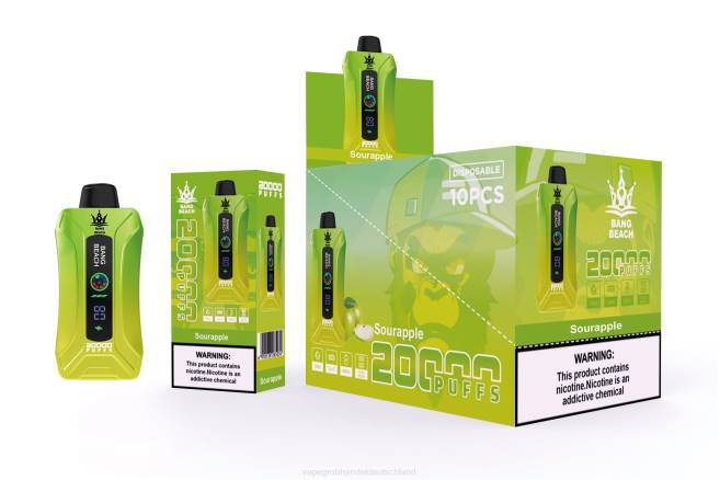 Bang Beach 20000 Züge Smart Screen Vape saurer Apfel - Ηλεκτρονικο Τσιγαρο Χωρισ Πισσα Και Νικοτινη PXXP1