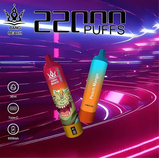 Bang Beach 22000 Züge intelligenter Bildschirm Pfirsich-Mango - Ηλεκτρονικο Τσιγαρο Επιπτωσεισ PXXP24